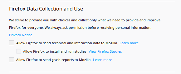 Firefox data collection